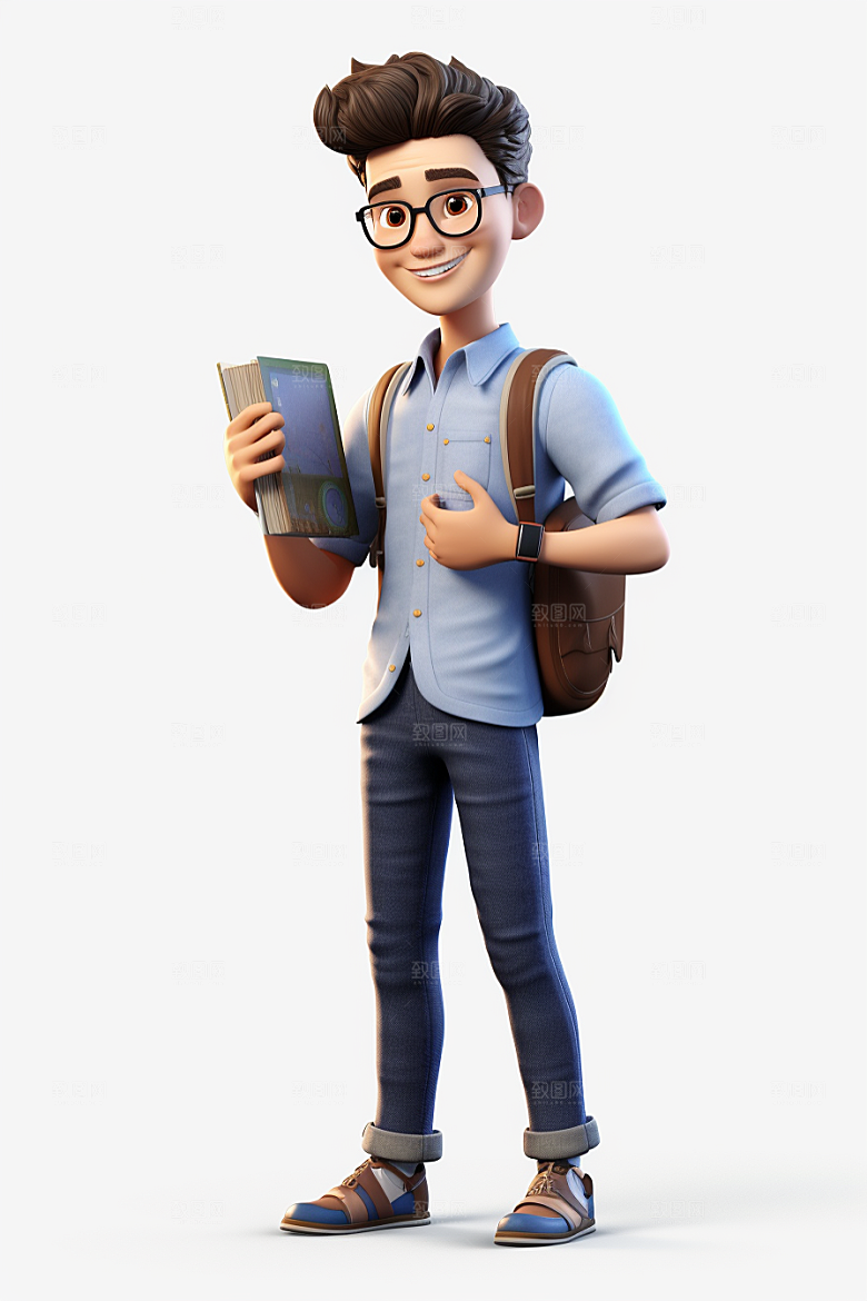 开学季学生人物形象可爱模型