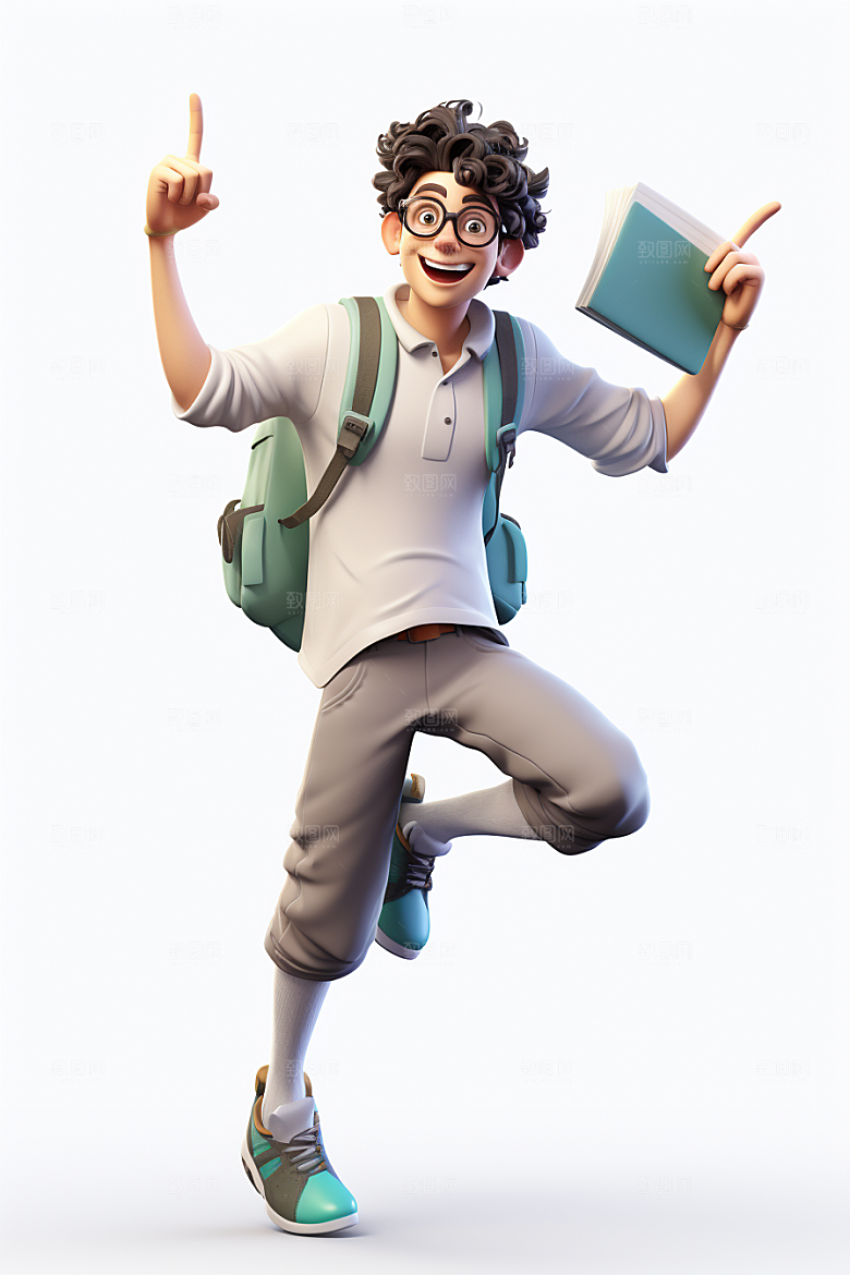 开学季学生阳光3D模型