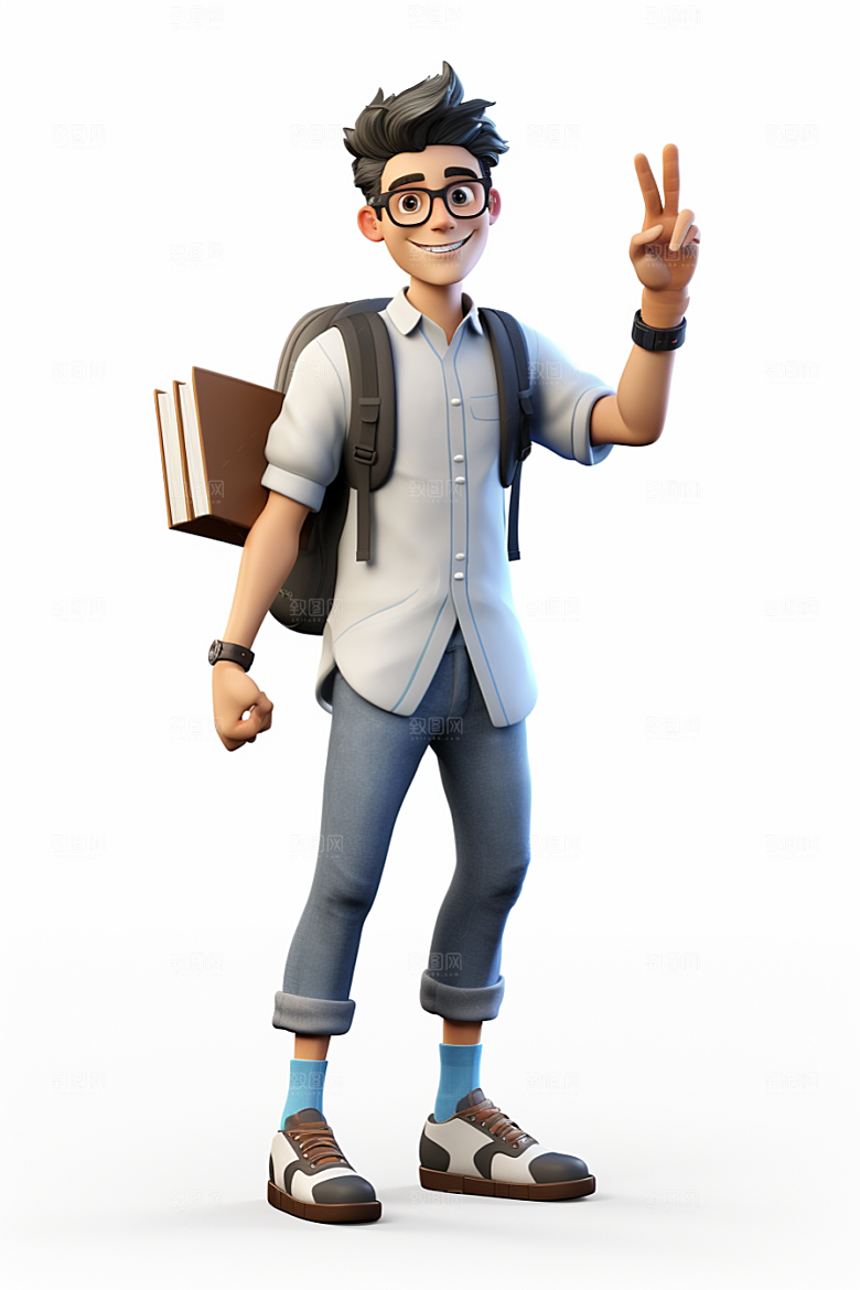 开学季学生3D青春模型