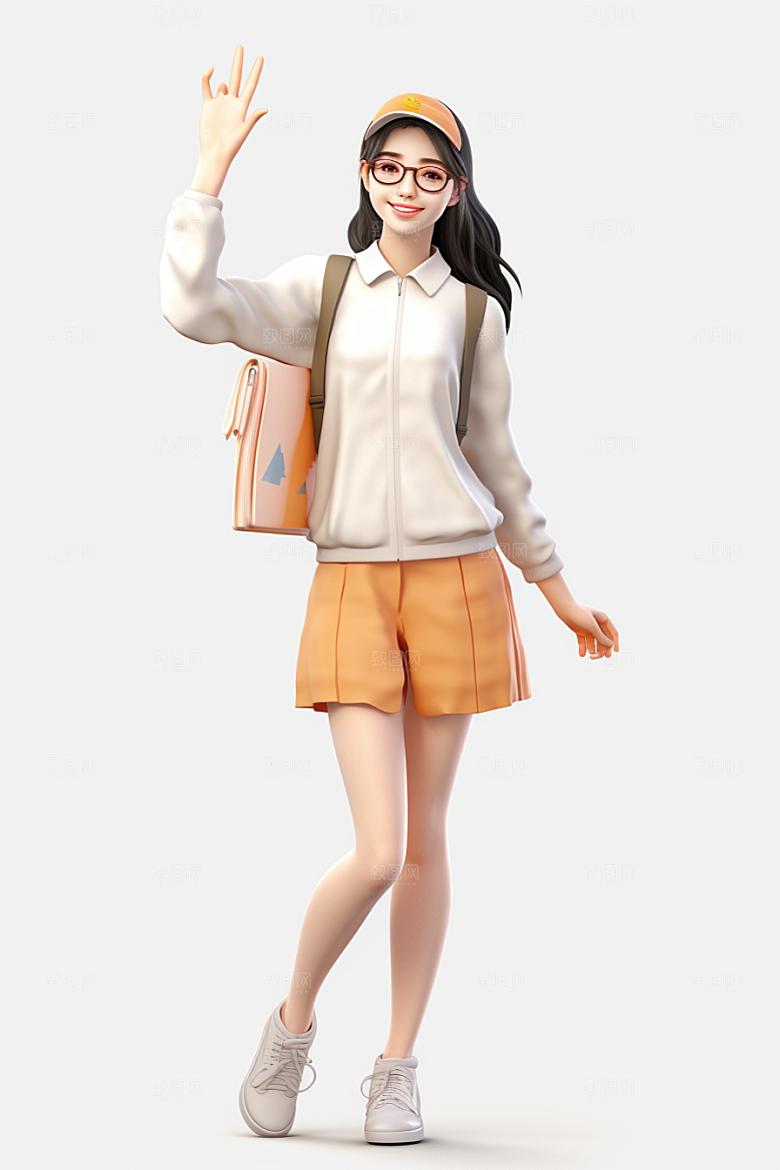 开学季学生阳光3D模型