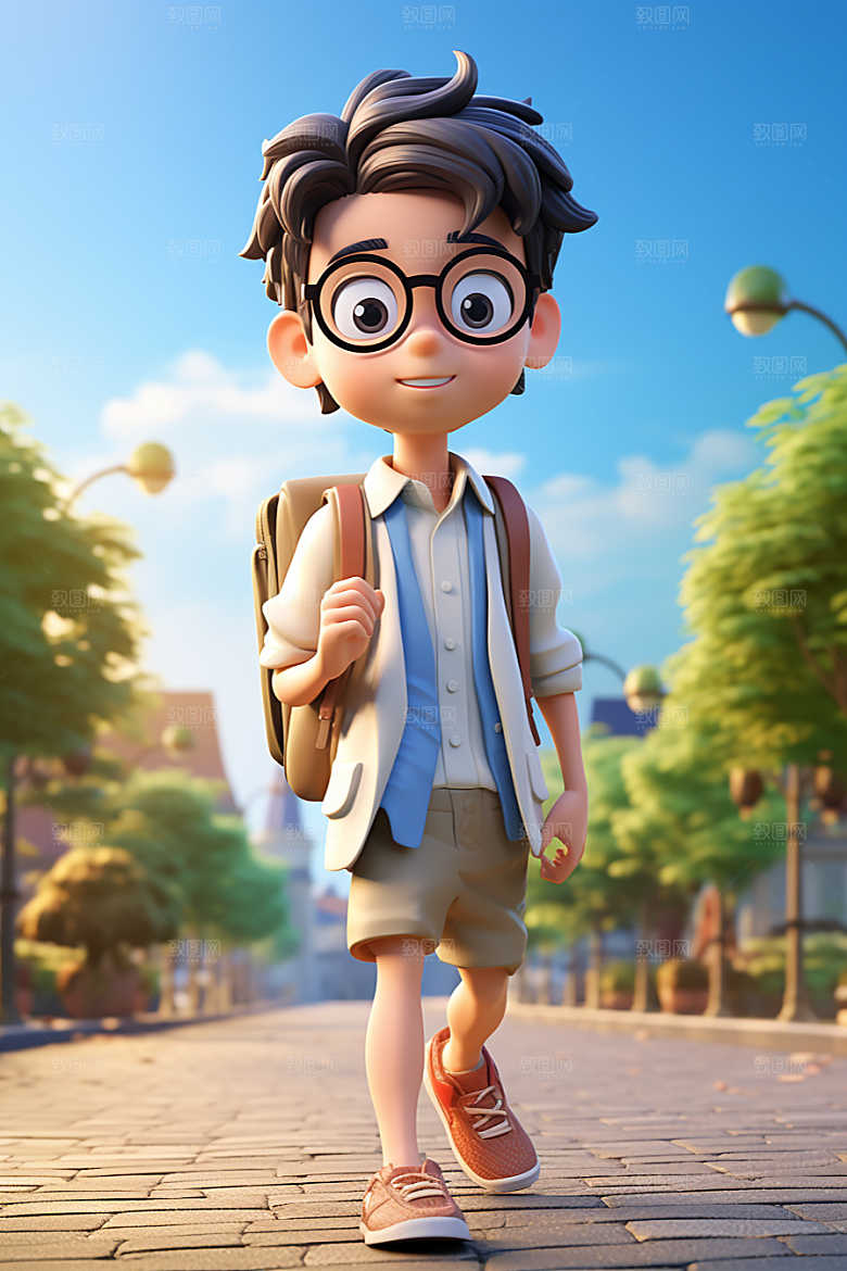 开学季学生3D青春模型