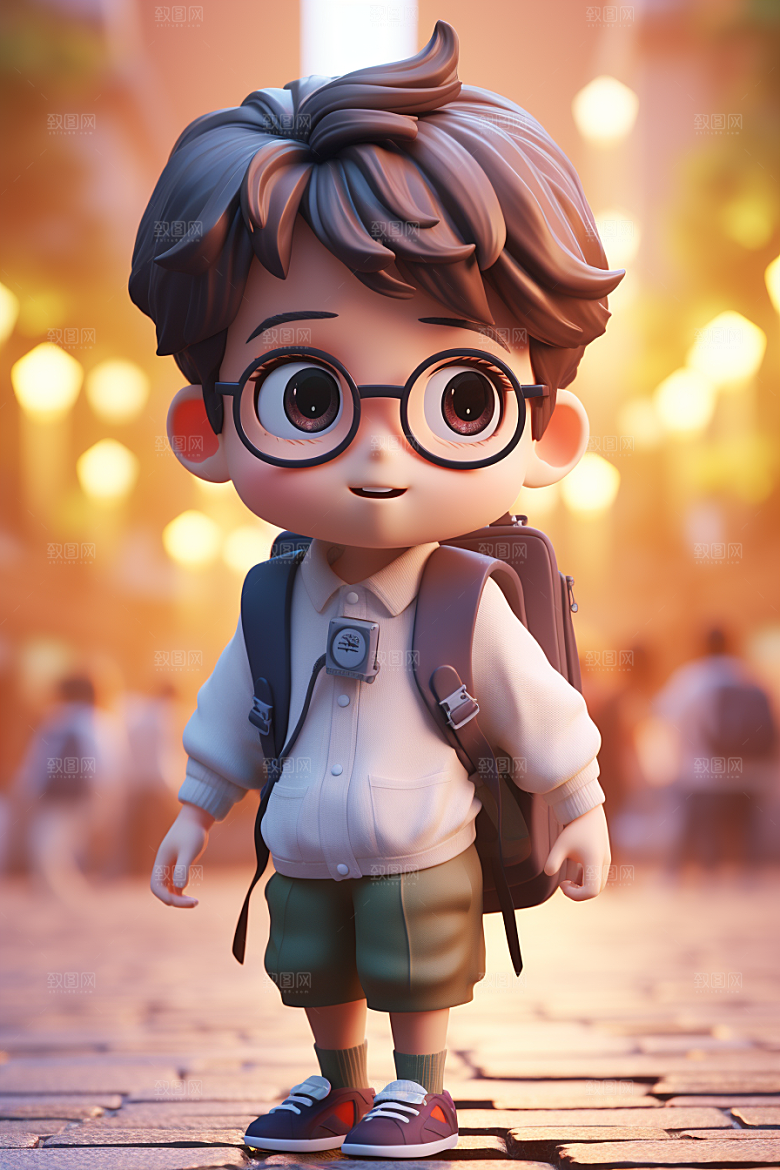 开学季学生阳光3D模型