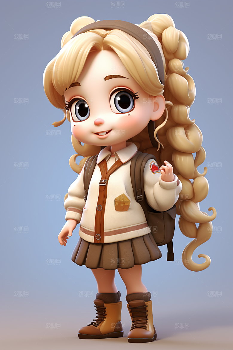 开学季学生立体3D模型