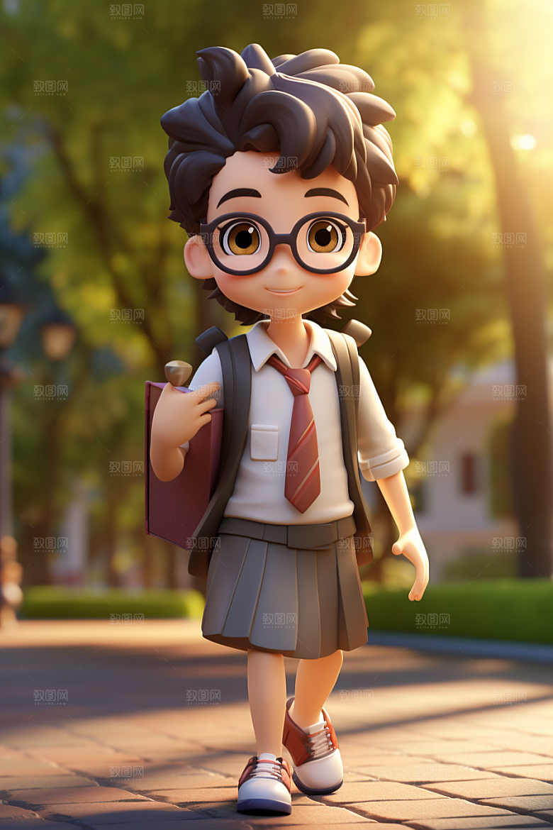 开学季学生青少年人物IP模型