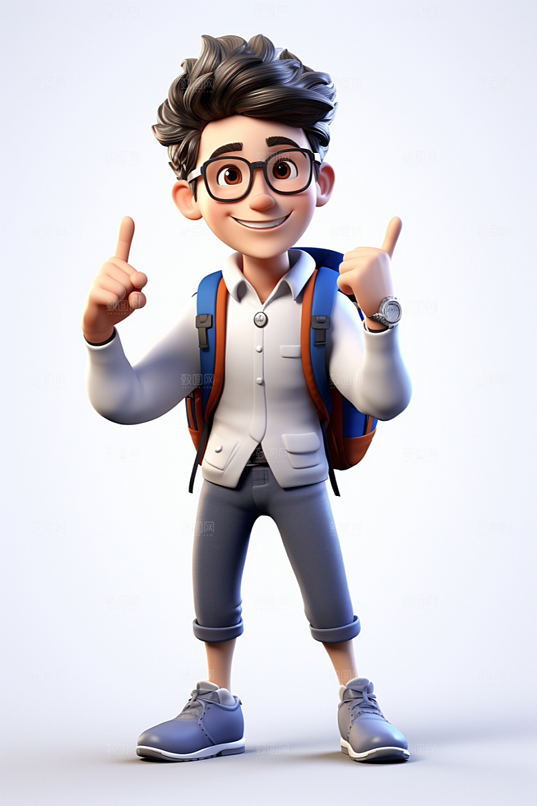 开学季学生可爱3D模型