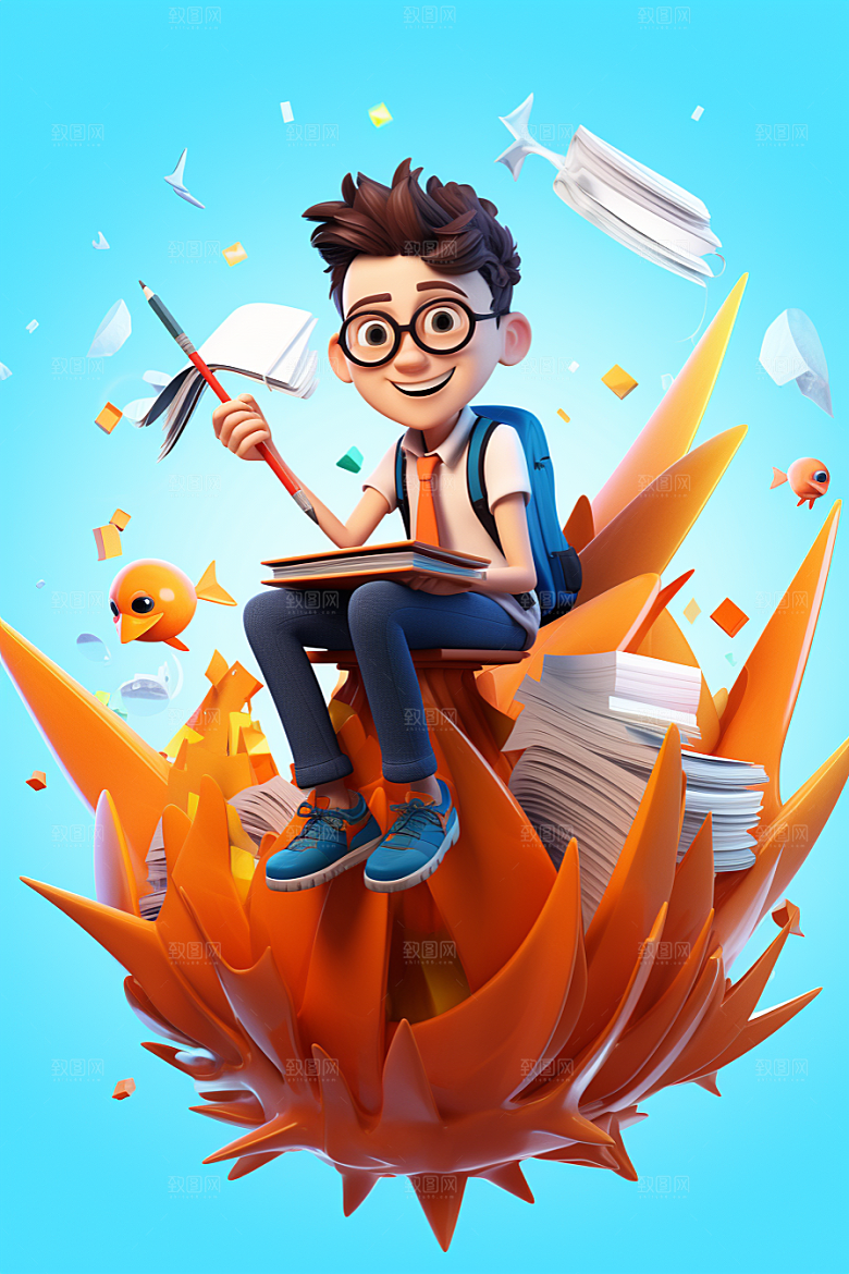 开学季学生阳光青少年模型
