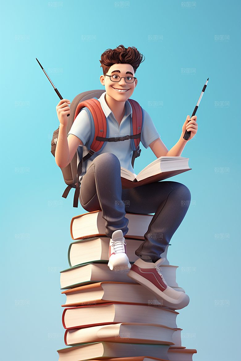 开学季学生立体青少年模型