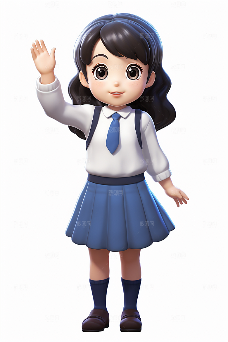开学季学生立体人物IP模型