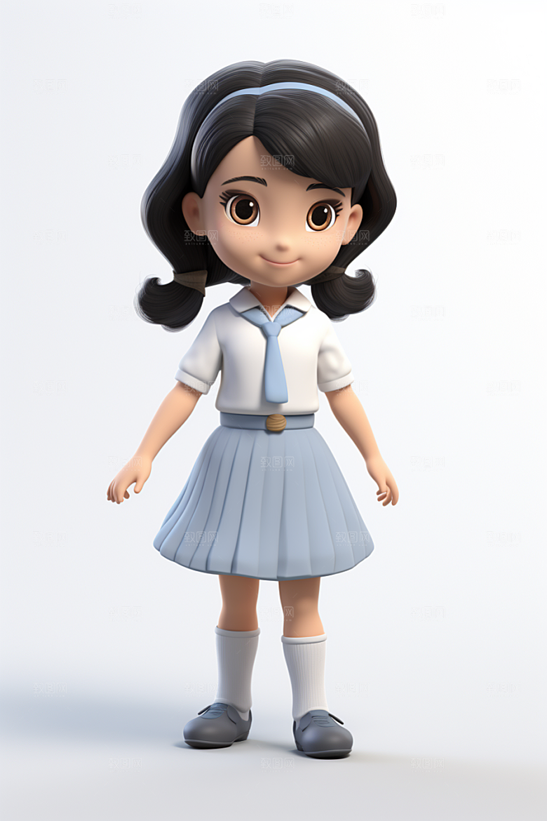 开学季学生青春人物IP模型