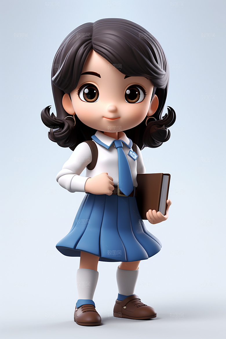 开学季学生人物形象立体模型