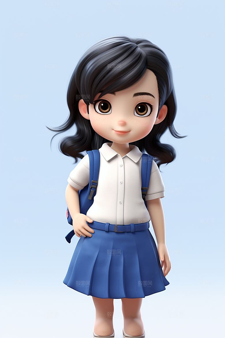 开学季学生3D人物形象模型