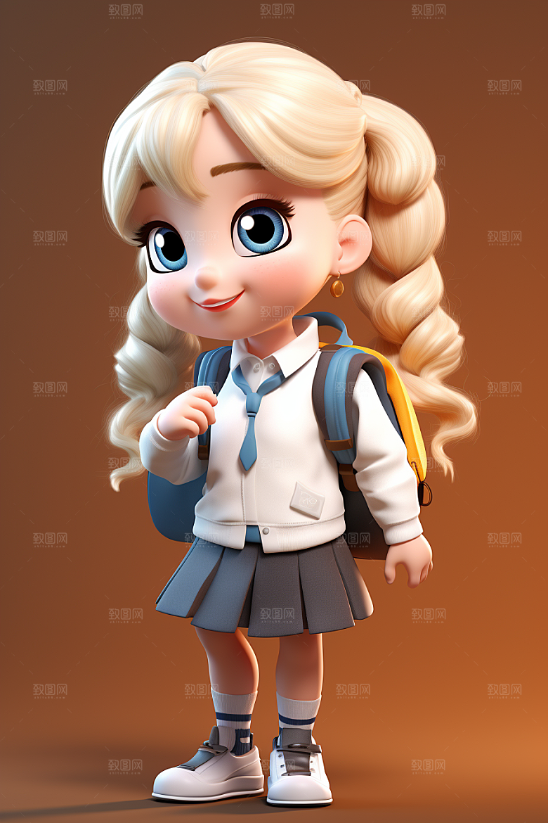 开学季学生人物IP阳光模型