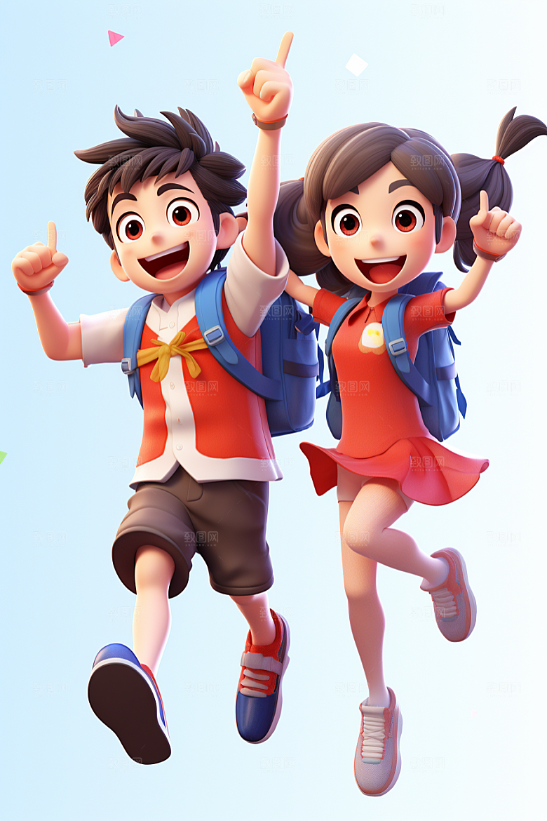 开学季学生青少年青春模型
