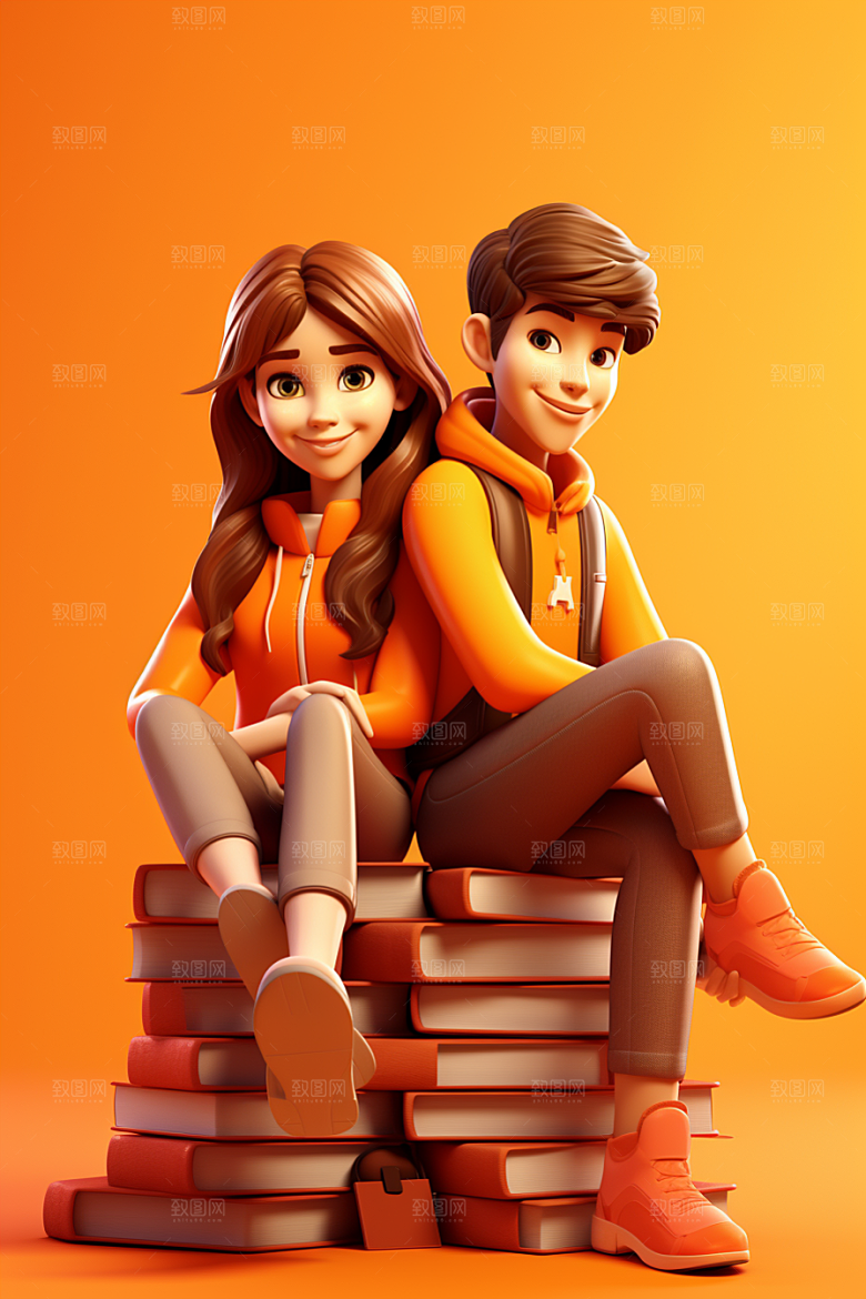 开学季学生可爱青少年模型