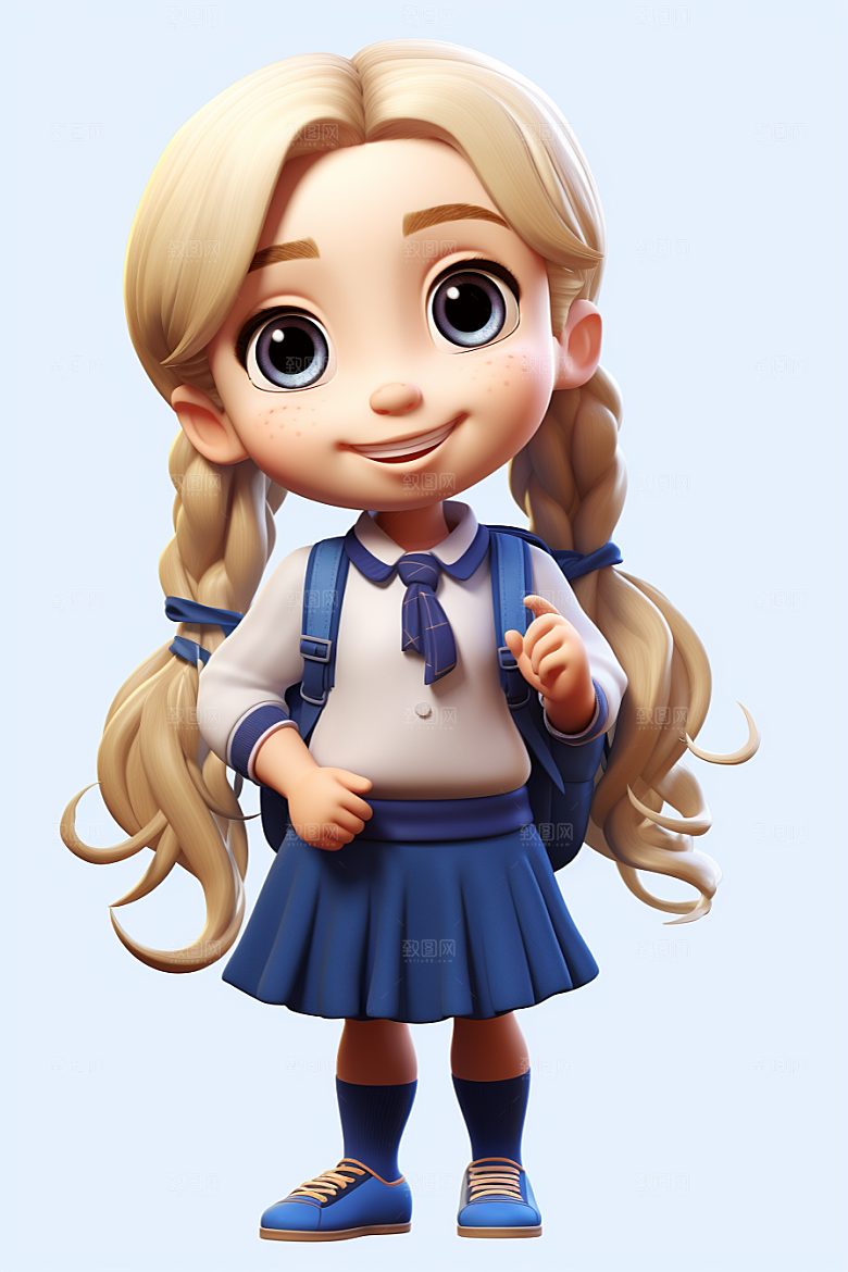 开学季学生青少年立体模型