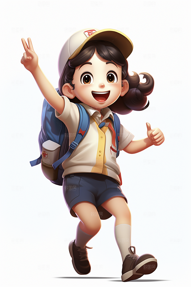开学季学生立体人物IP模型