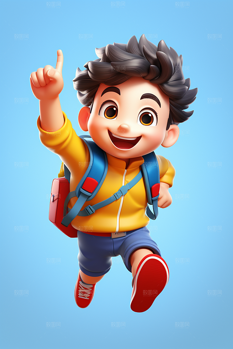 开学季学生可爱3D模型
