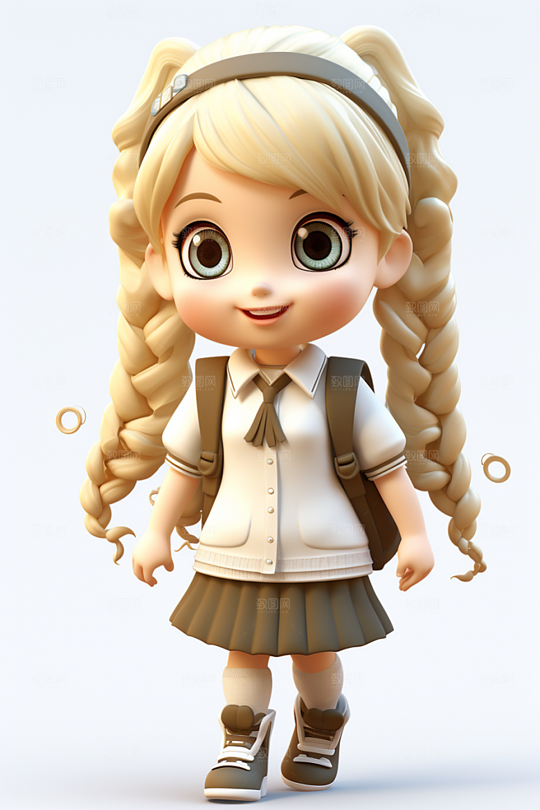 开学季学生3D可爱模型