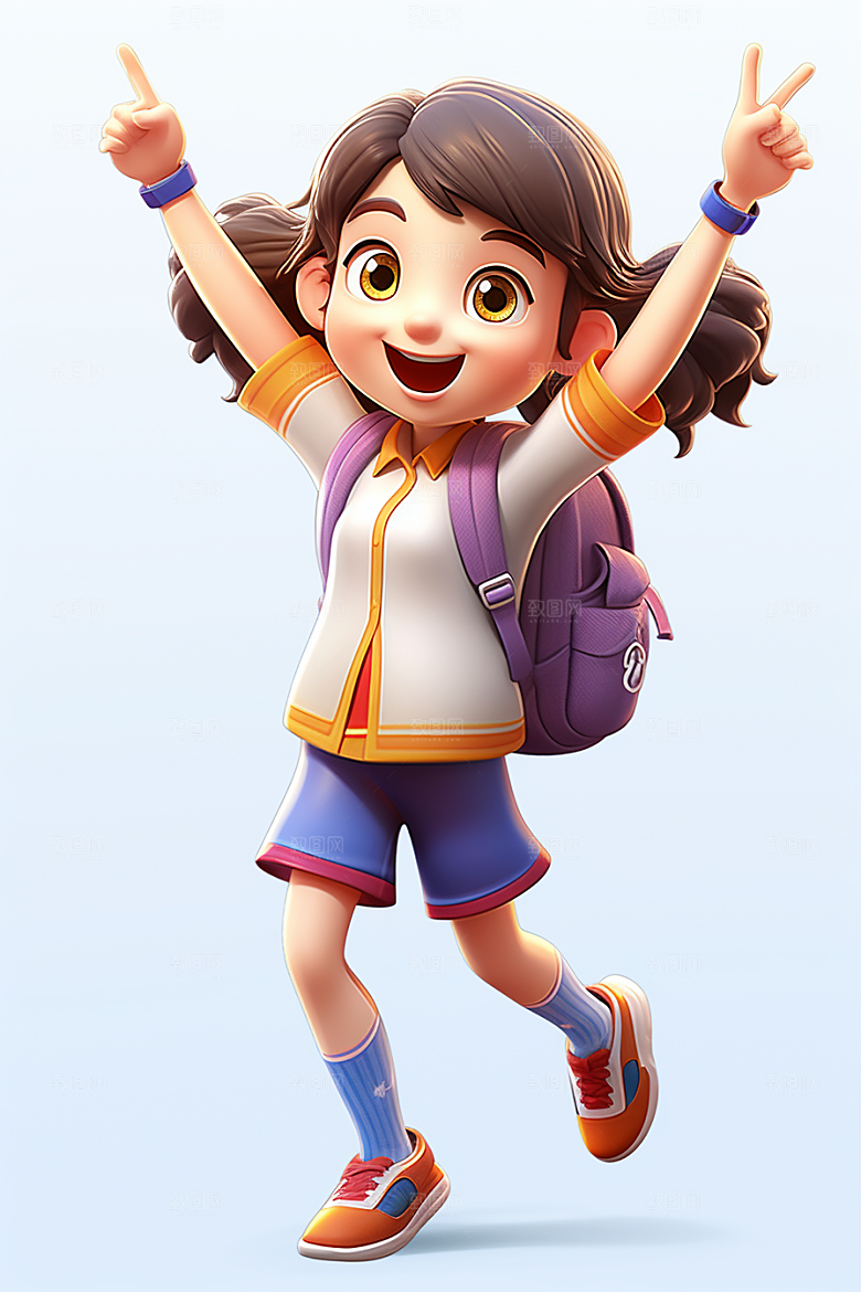 开学季学生可爱人物形象模型