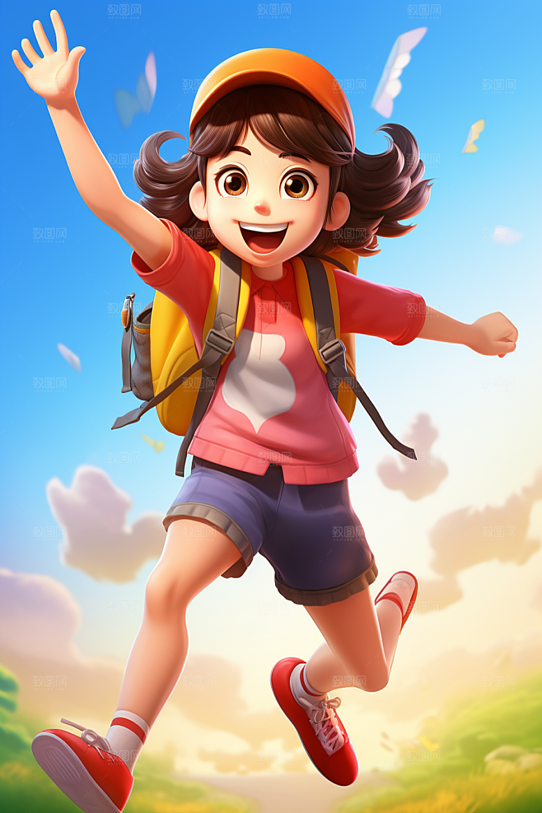 开学季学生阳光3D模型