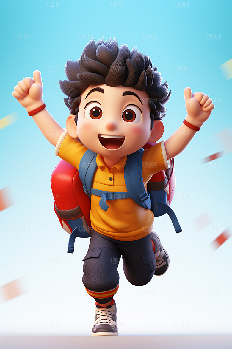 开学季学生人物IP3D模型