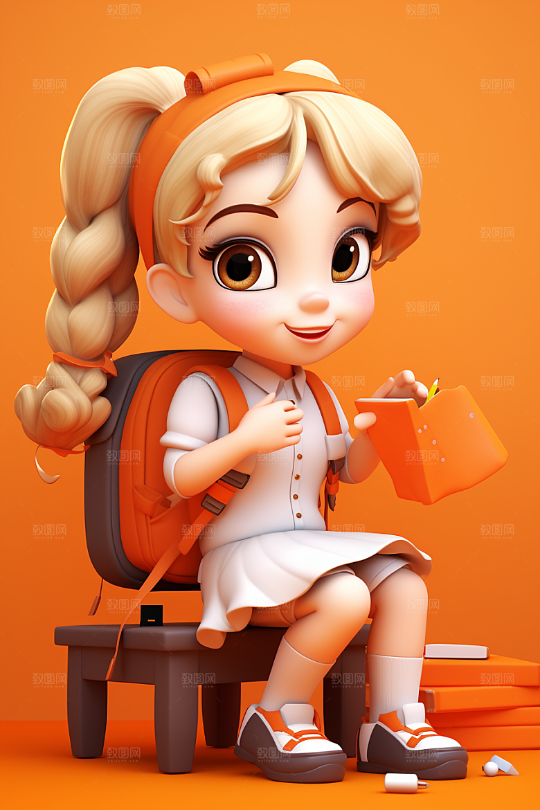 开学季学生青少年3D模型
