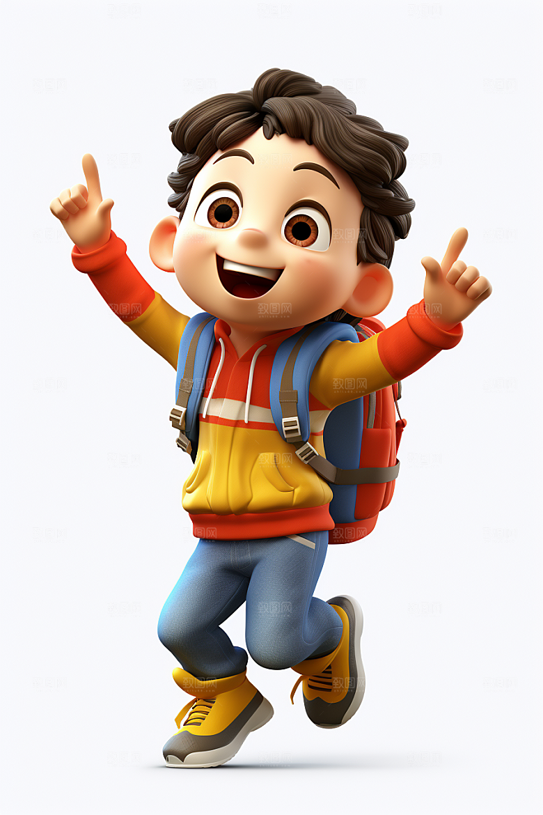 开学季学生人物IP阳光模型