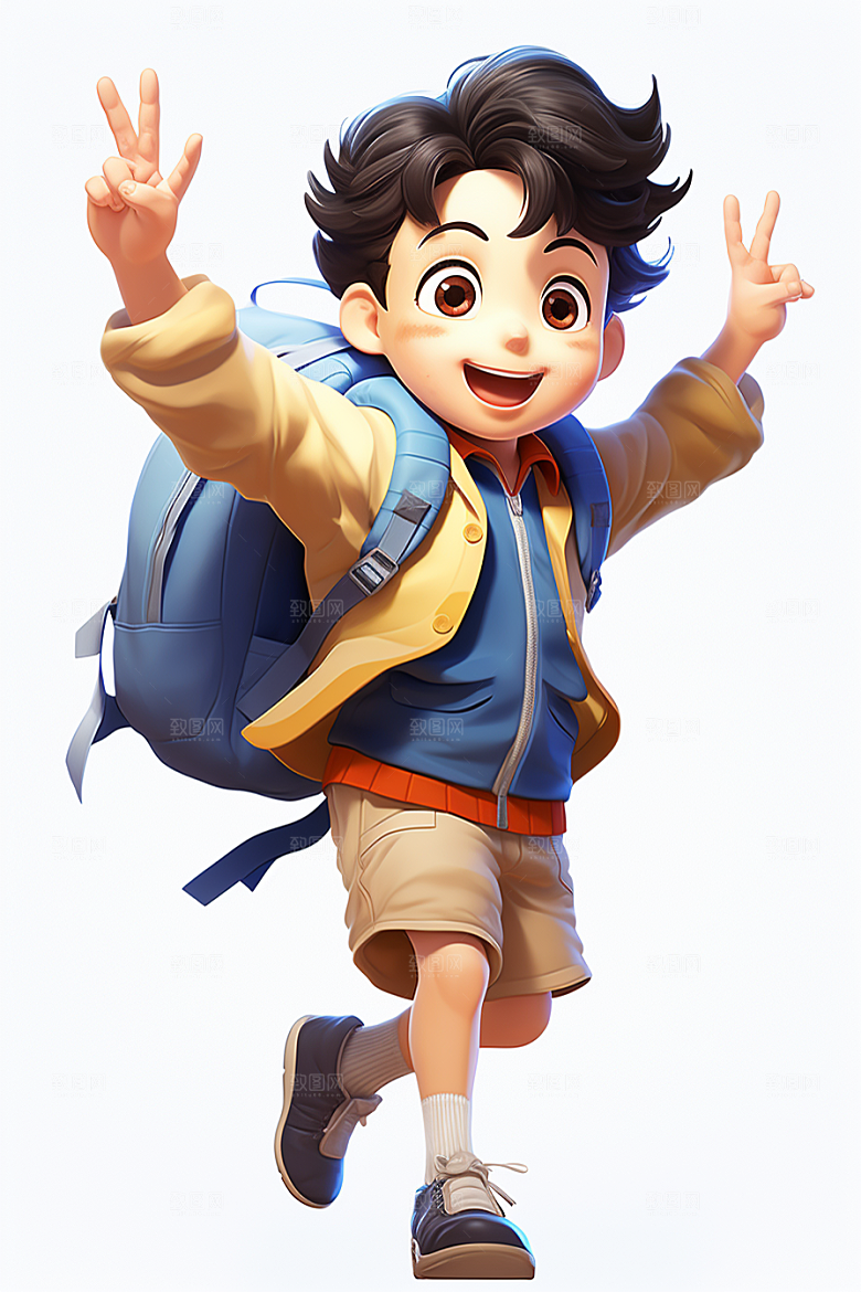 开学季学生阳光3D模型