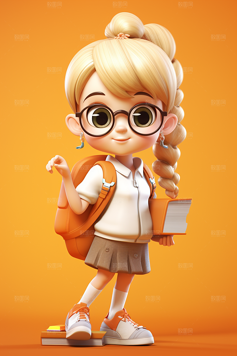 开学季学生立体青少年模型