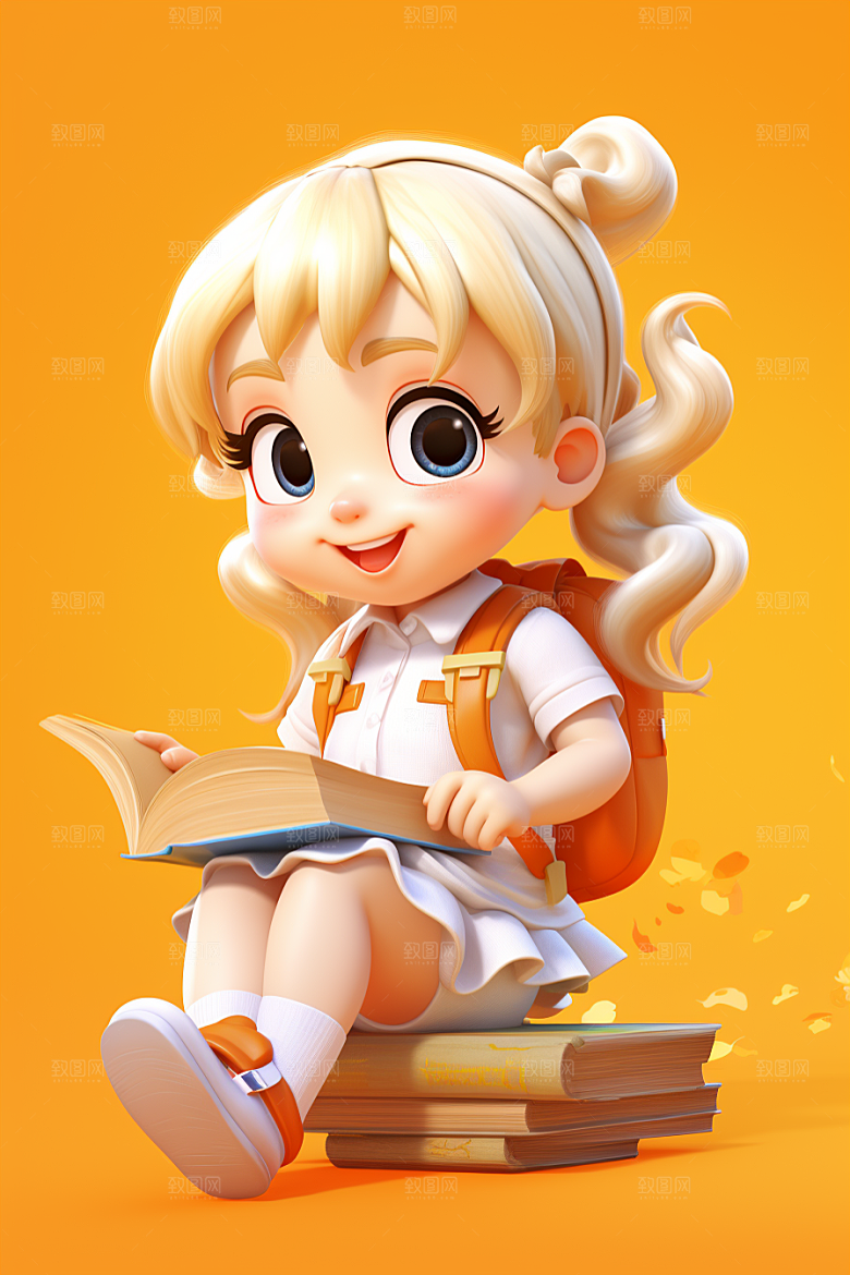 开学季学生3D阳光模型
