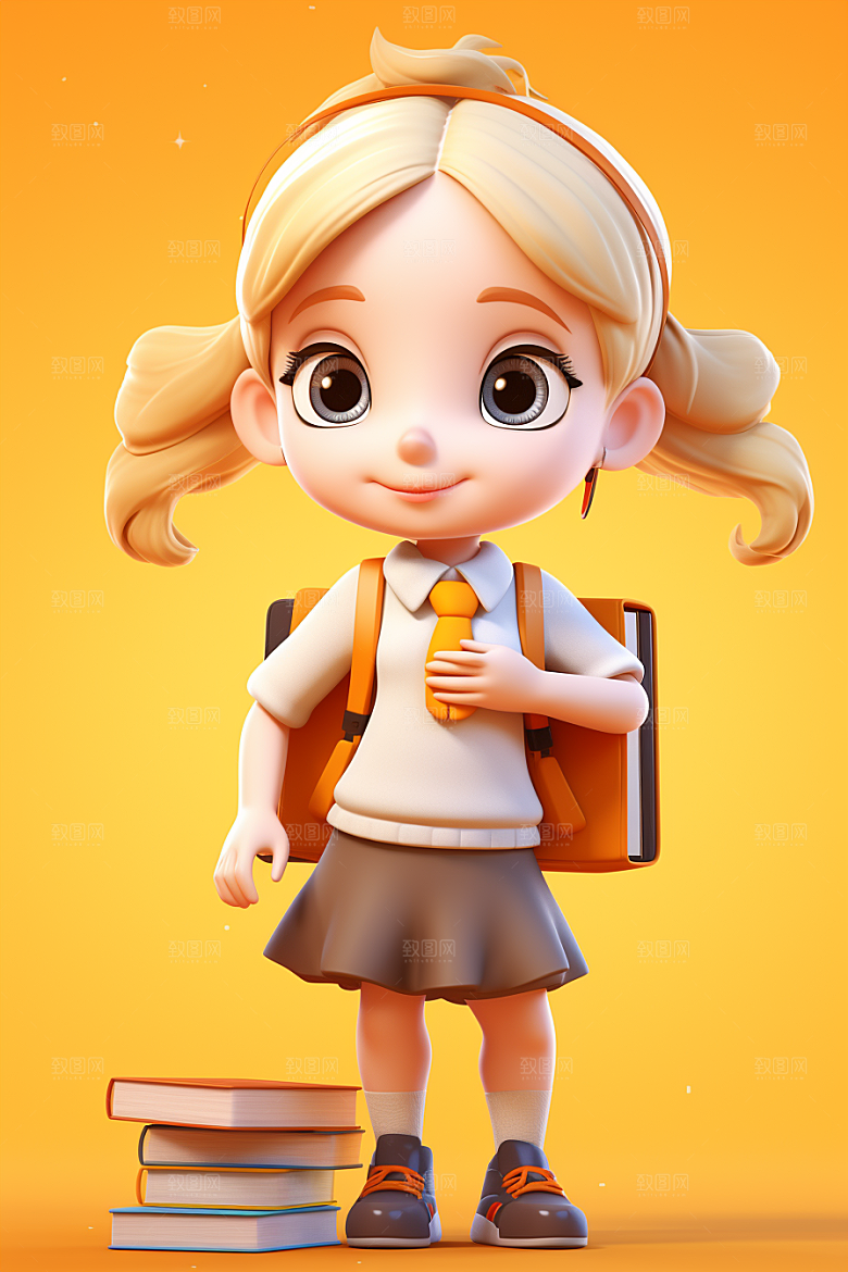 开学季学生人物IP可爱模型