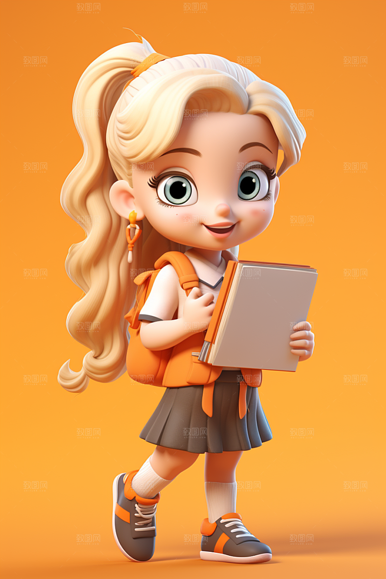 开学季学生人物IP立体模型