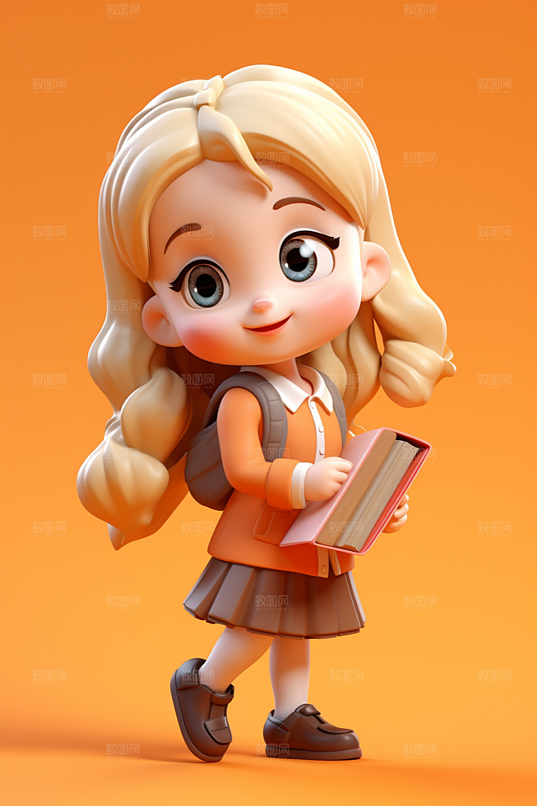 开学季学生人物形象3D模型