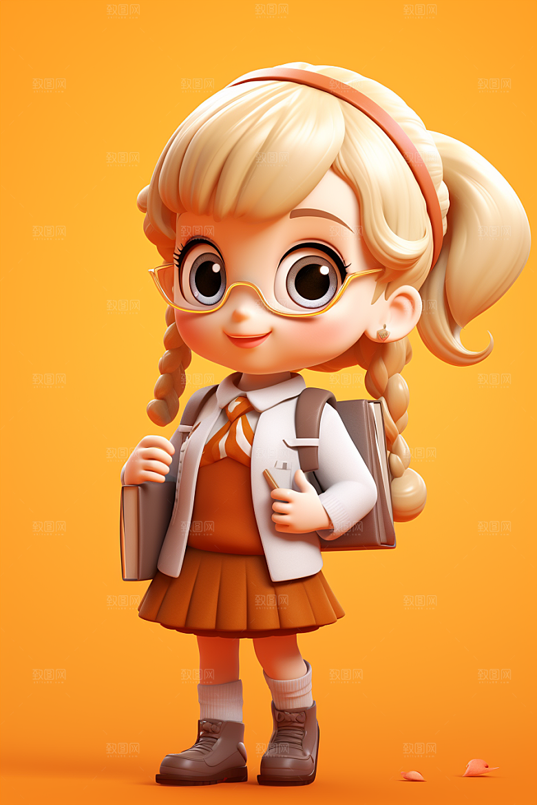开学季学生阳光可爱模型