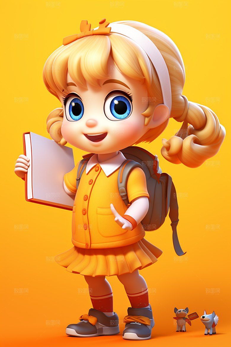 开学季学生人物形象3D模型