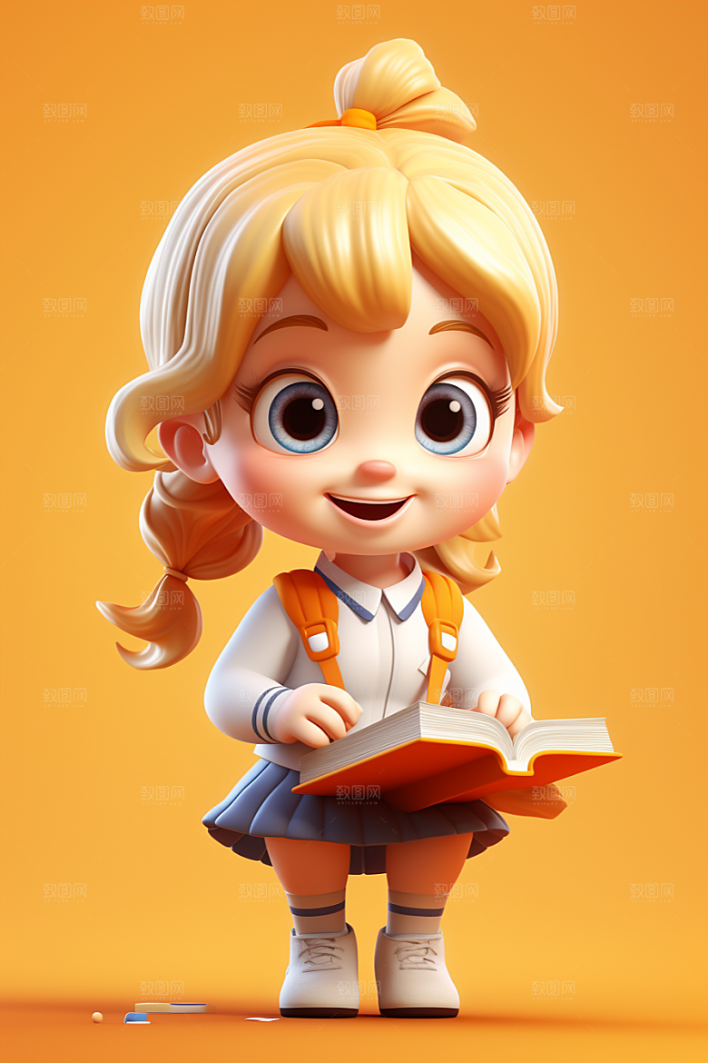 开学季学生可爱3D模型