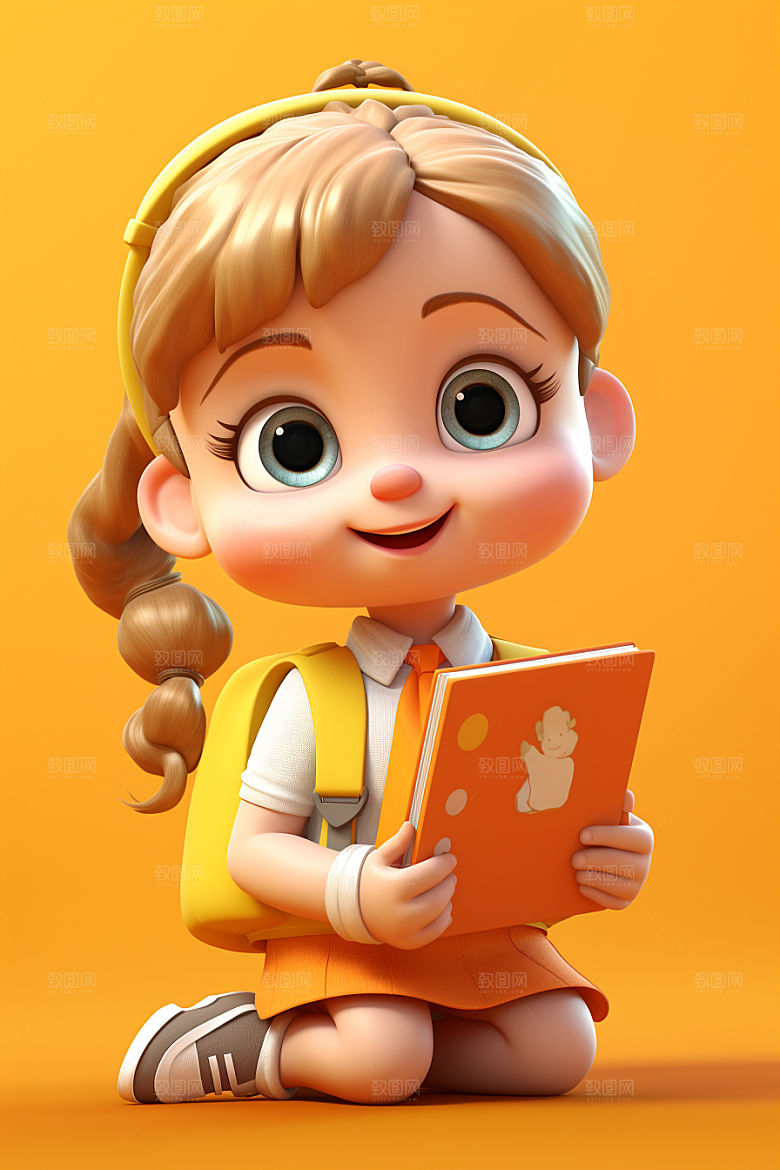 开学季学生人物形象立体模型