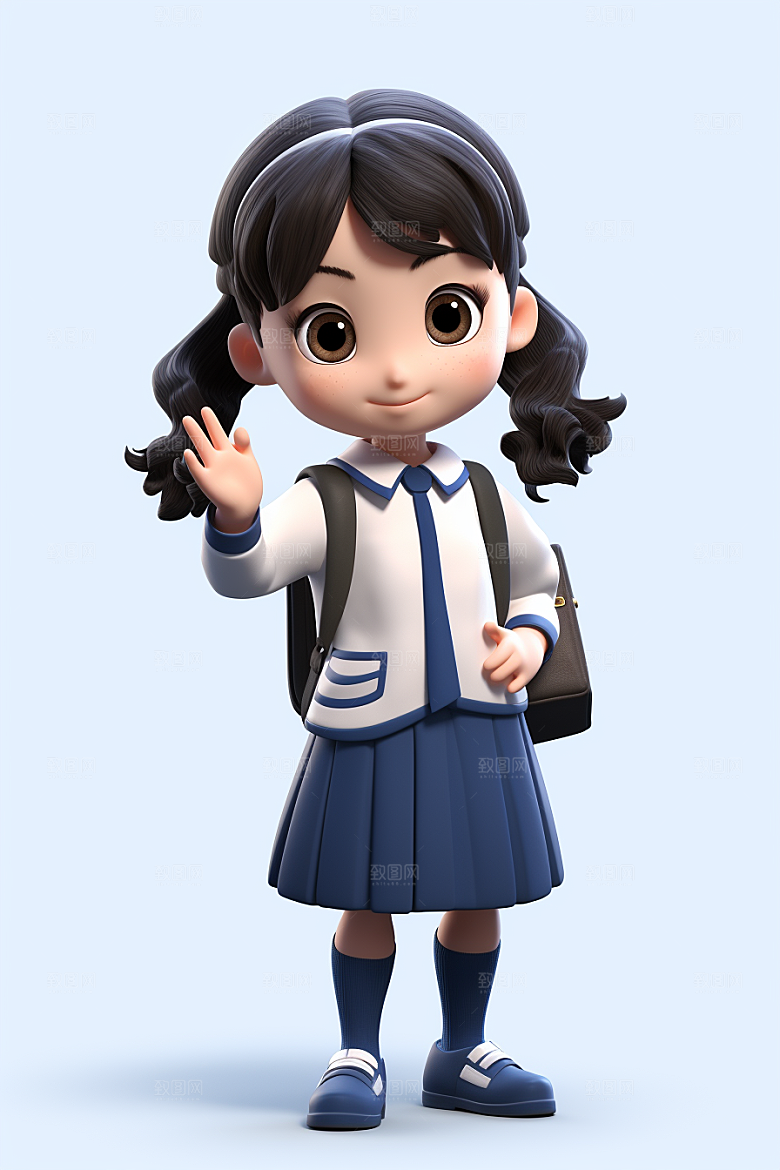 开学季学生人物IP人物形象模型