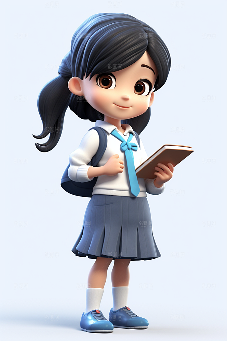 开学季学生3D人物IP模型