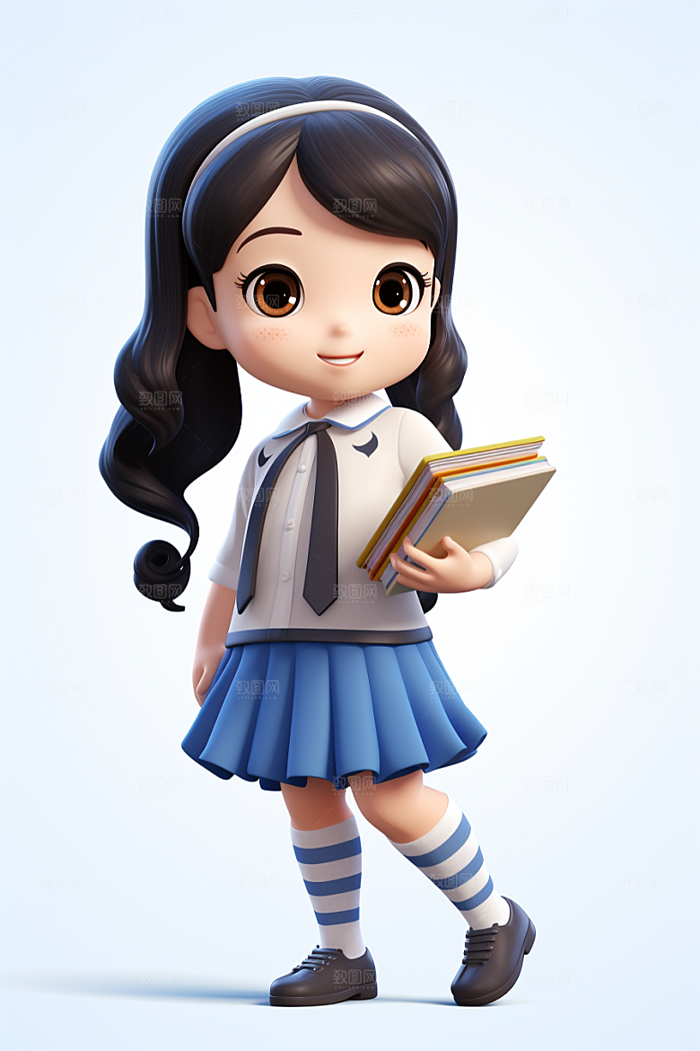 开学季学生人物形象立体模型