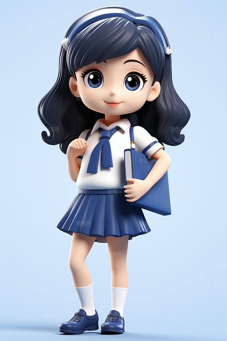 开学季学生立体人物IP模型