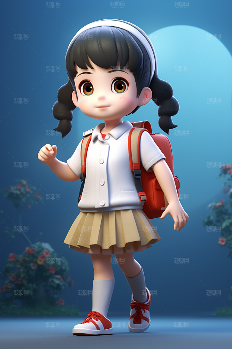 开学季学生青少年青春模型