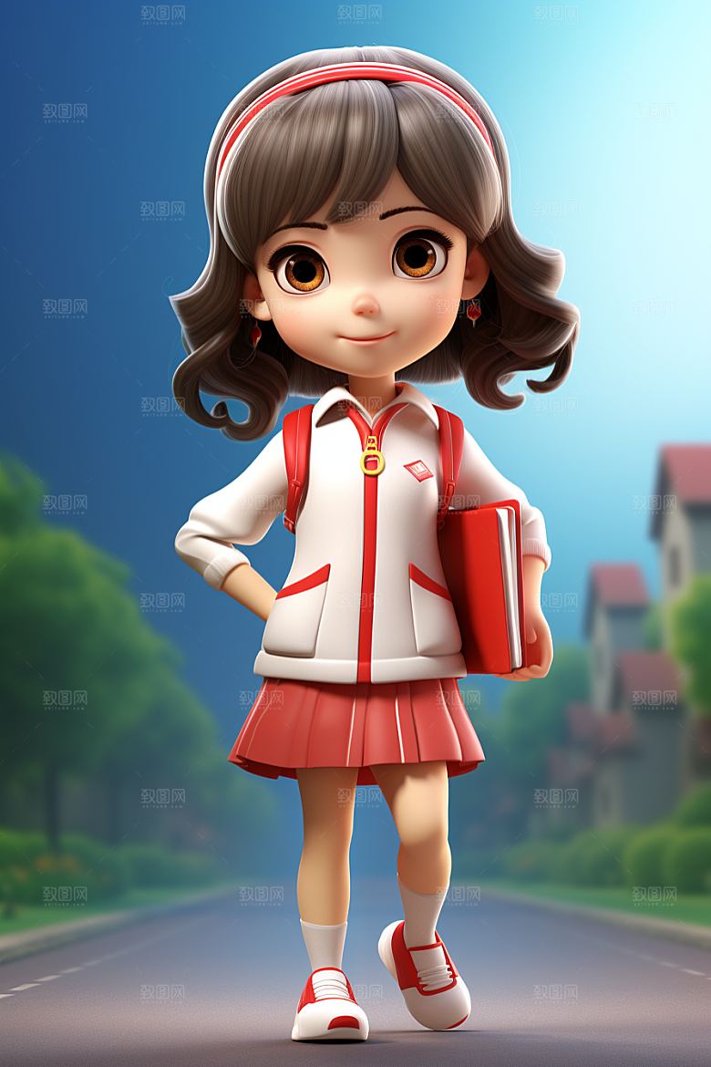开学季学生立体青少年模型