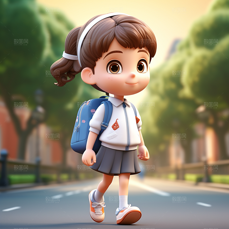 开学季学生人物形象人物IP模型