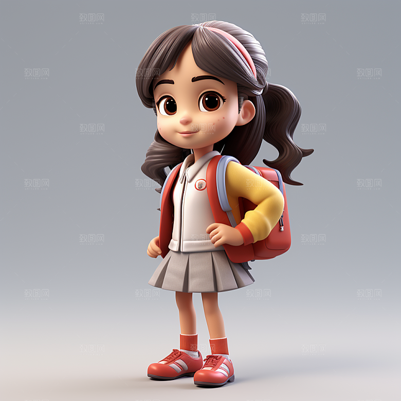 开学季学生3D可爱模型