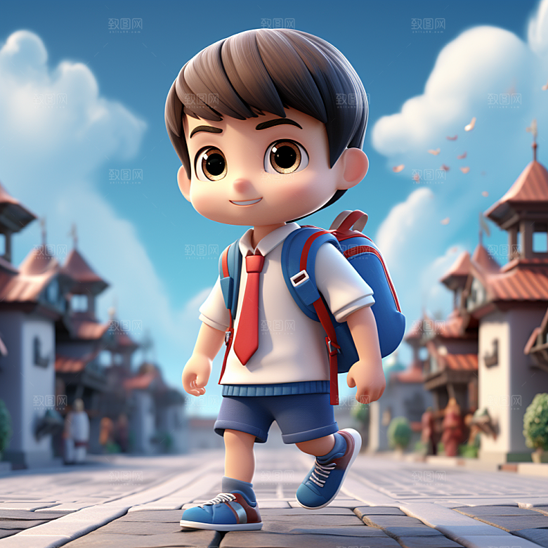 开学季学生阳光可爱模型
