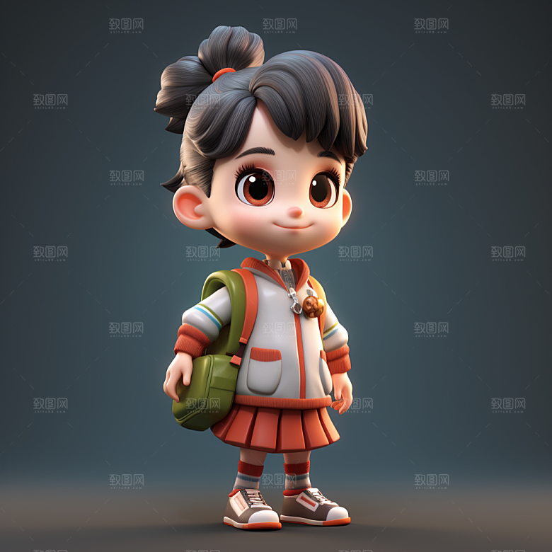 开学季学生人物形象青少年模型