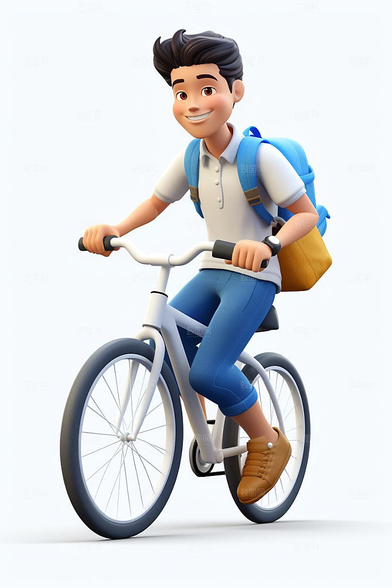 骑车学生开学季3D模型