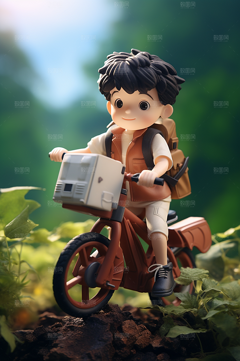 骑车学生3D运动模型