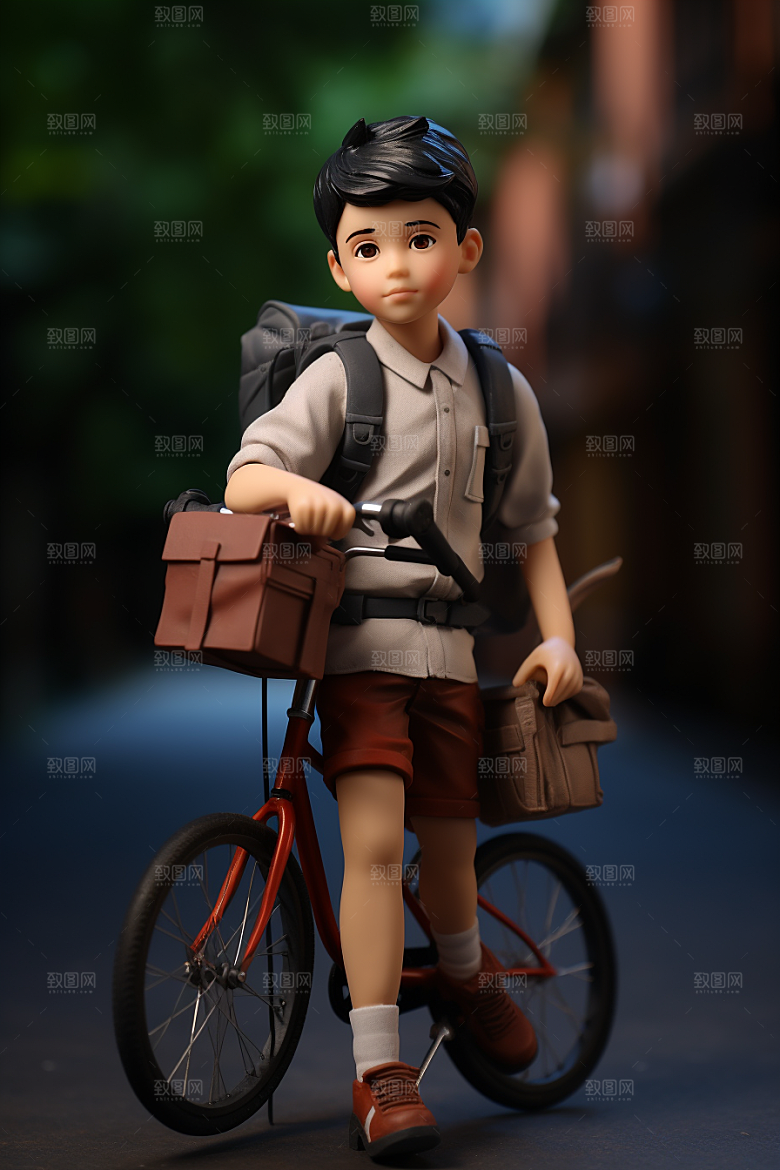 骑车学生3D青春模型